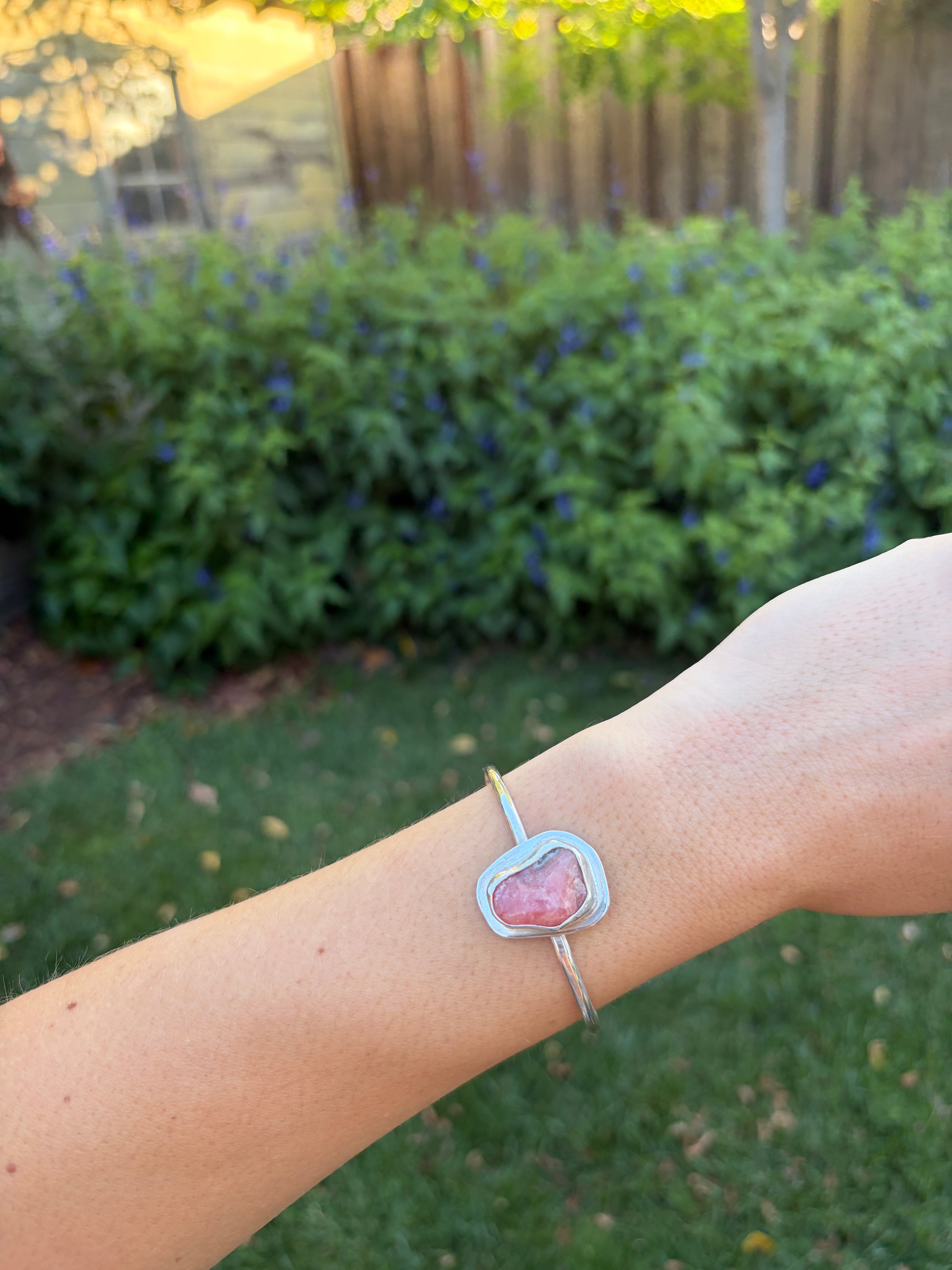 Pink Rhodochrosite Cuff Open